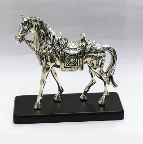 Standing Silver HORSE Sculpture  7.2″ – Resin Silver