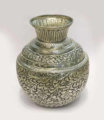 Antique Silver Plated Kalash cum Vase – 10.5 Inch