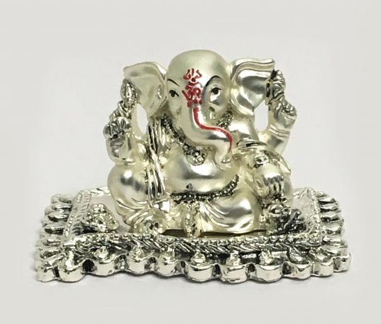 Buy Silver Ganesh Idol Matte Finish