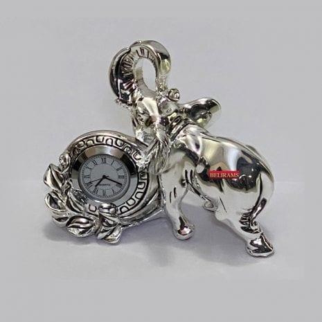 Artistic Silver Elephant Table Clock | 5 Inch