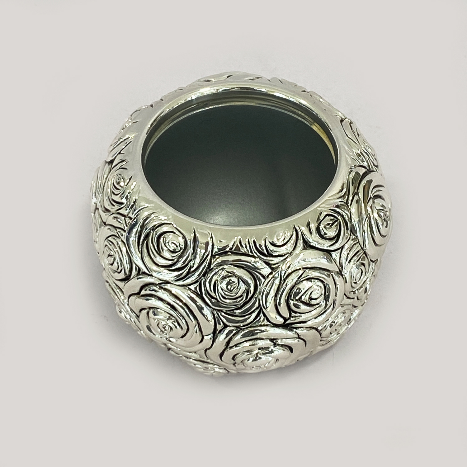 A Silver Vase or Pot Rose Motif | 3.2 Inch