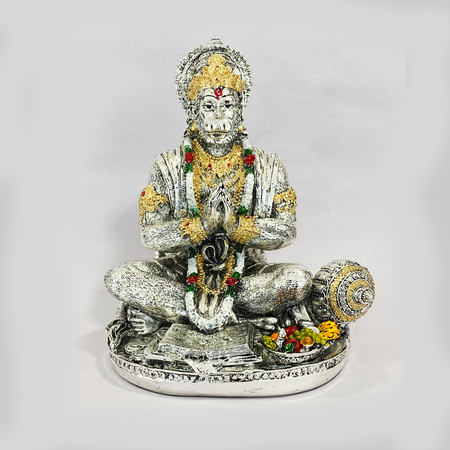 Silver Hanuman Reciting Geeta | 7.5″ Ht.