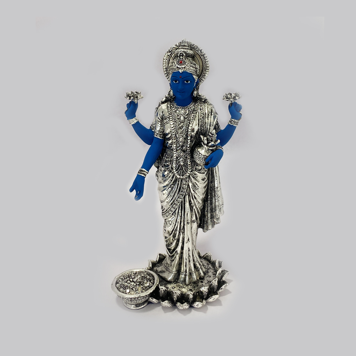 Gorgeous Silver Laxmi Goddess of Wealth | 10 inch height