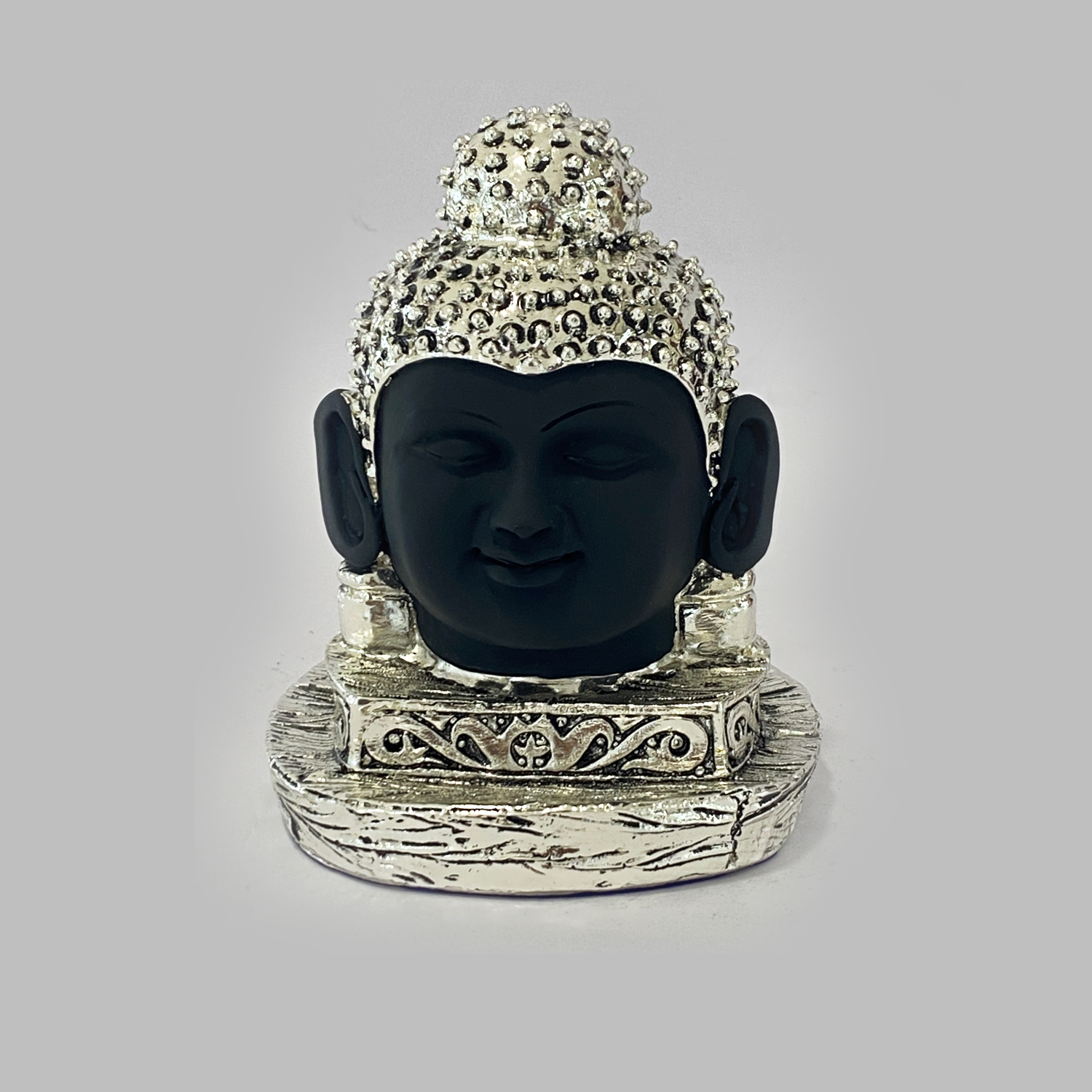 Silver Buddha Head Black Finish | 5.5 Inch
