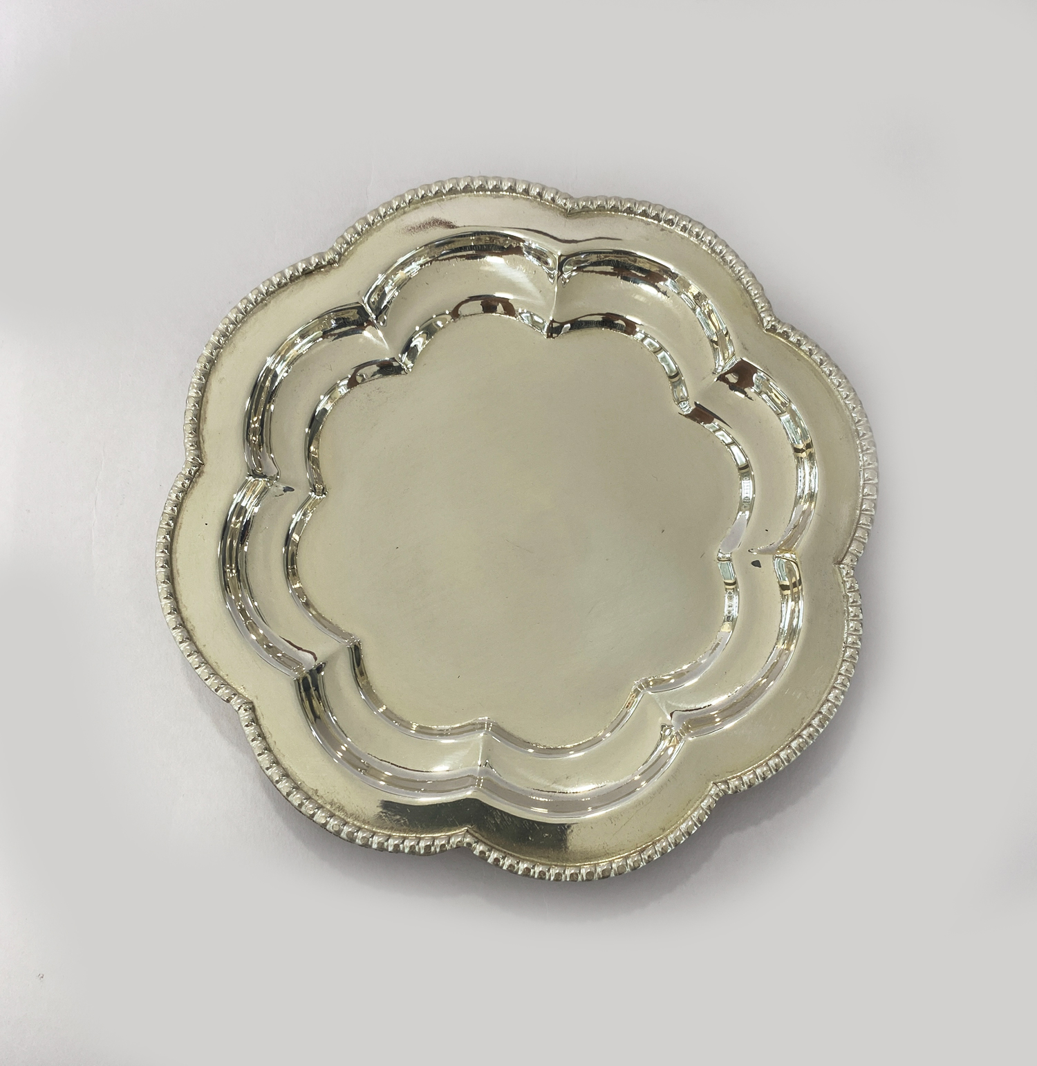 Silver Plated Round Scalloped Salver | 6″ Dia