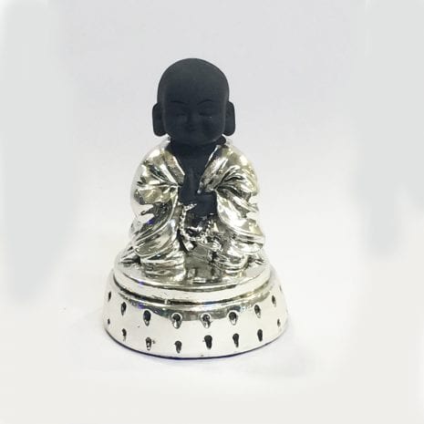 Small Silver Buddha 3.2″ Black – Resin Silver
