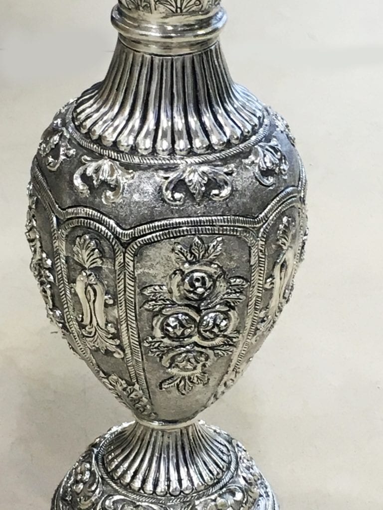 Silver Plated Antique Ethnic Flower Vase 11″ BELIRAMS SILVER GIFTS