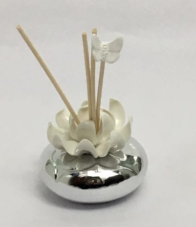 Best Silver Incense Diffuser with price with White Ceramic Flower Bunch – 3.5 Inch