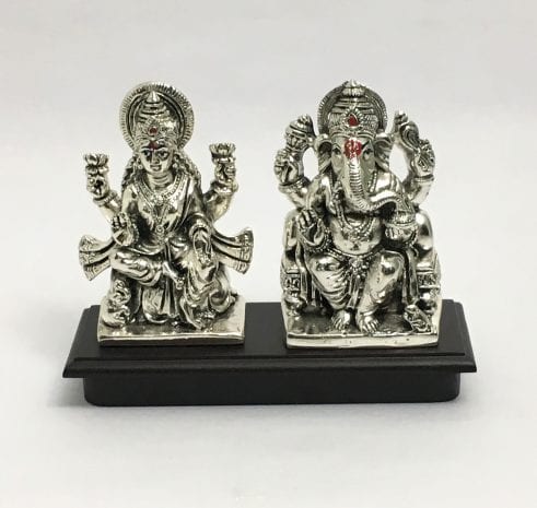 Buy Silver Laxmi Ganesh online | 5.2 Inch – Resin Silver