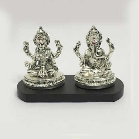 Silver Laxmi Ganesh Idol with Price | 3.2 Inch | Resin Silver