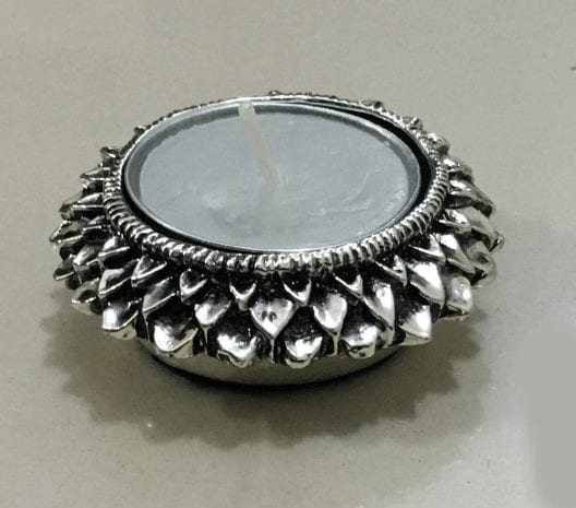 Mini Silver Tealight Holder Lotus Flower – Resin Silver – 2.5 inch