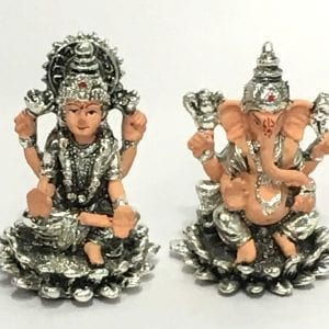 Small Silver Ganesh Laxmi Murti with Price - 2.7 Inch