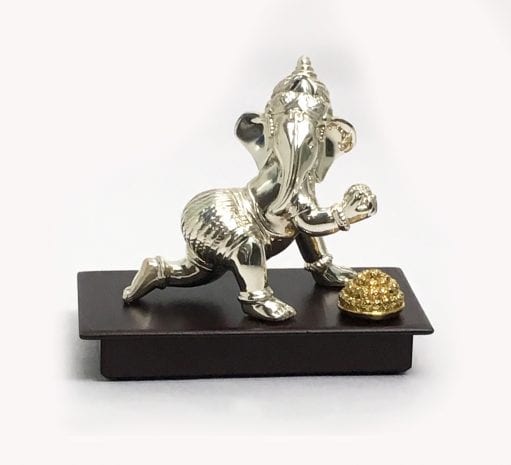 Buy Silver Contemporary Ganesha with Ladoo | 6″ Size