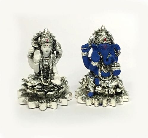 Pure Silver Laxmi Ganesh Statue for Diwali Gift – 2.7 Inch
