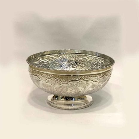 Large Pure Silver Bowl with Base | 9 Inch Size
