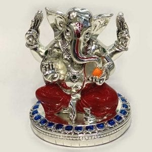 Silver Ganesha idol in Sitting Pose | 6.5 Inch
