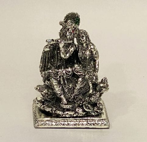 Buy Silver Radha Krishna online | 3.7″ Resin Silver