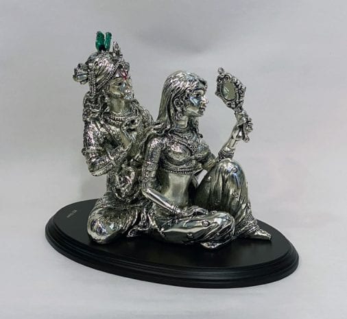 Silver Radha Krishna Shingar | 8.5″ Resin Silver