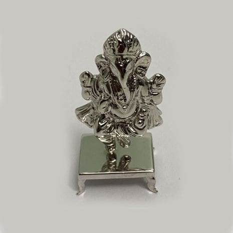Pure Silver Mini Ganesh on Chowki – 55mm Ht | 92.5 percent