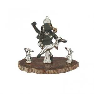 Fine Silver Dancing Ganesh statue - 28 cm Ht.