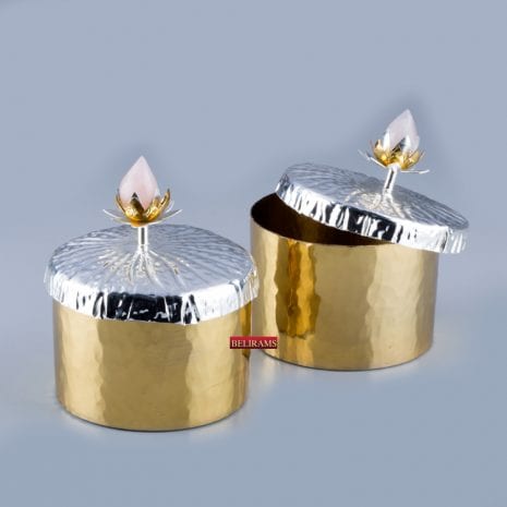 Silver Plated Pair of Boxes in Gold Finish