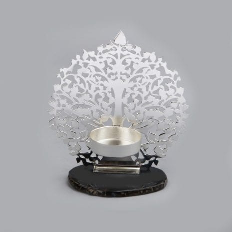 Tree of Life Tealight Holder Silver Plated – 5″ Ht.