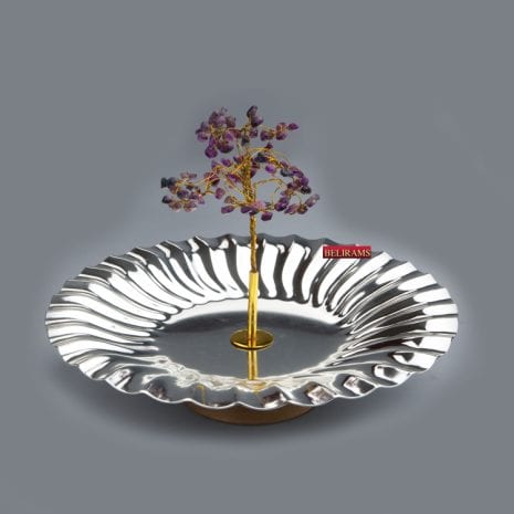 Unique Silver Plated Stone Tree Platter | 11 Inch