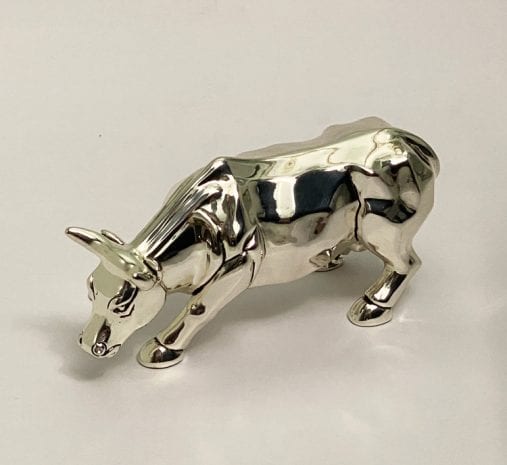 Buy Silver Bull Statue Online | 7.0 Inch Long