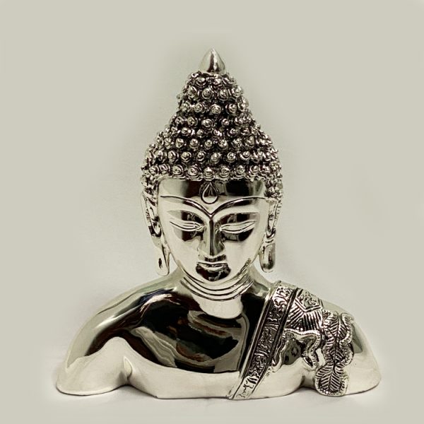 Classic SIlver Buddha Head Statue BELIRAMS SILVER GIFTS