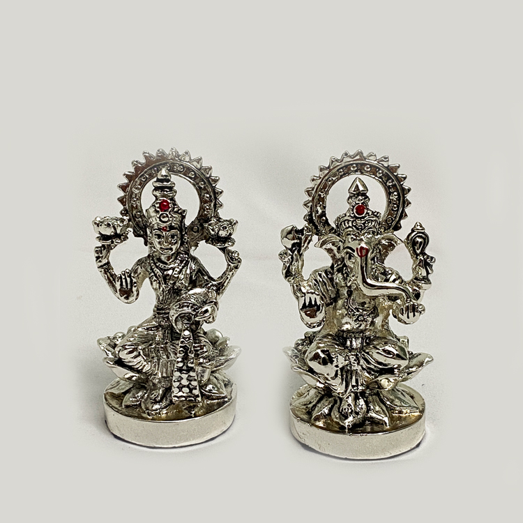 Buy Mini Silver Laxmi Ganesh Pair | 3.0 Inch