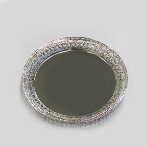 Silver Plated Round Embossed Tray  |13"