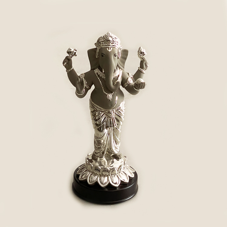 Artistic Silver Standing Ganesh Statue | 12.5 Inch