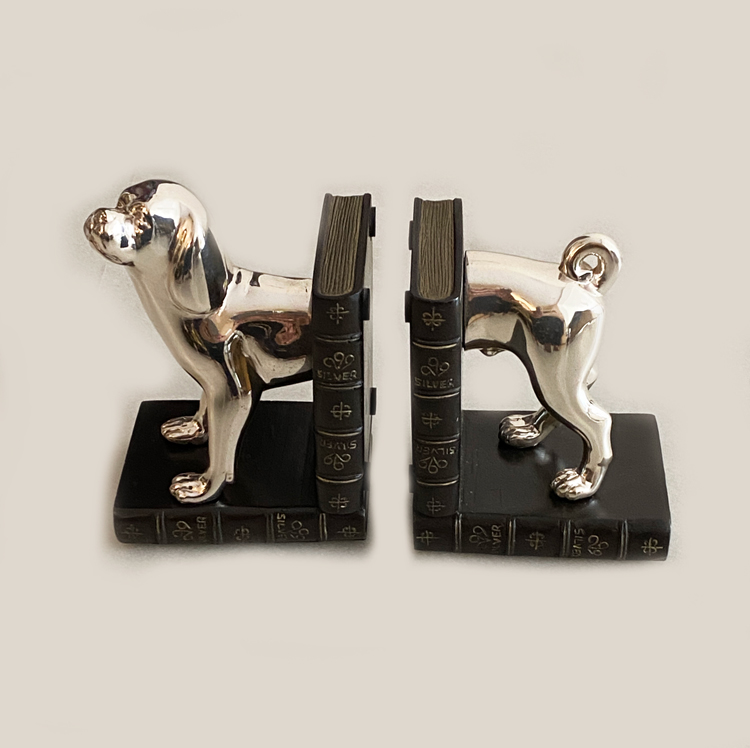 Fine Silver Dog Bookends | 5.0″ ht. each
