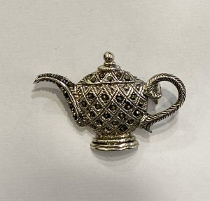 Cute Tea Kettle Brooch Merc Stones| 30x40 mm