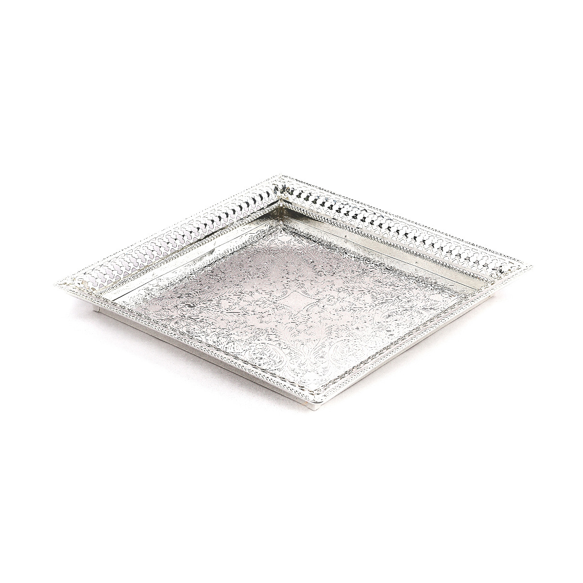 Square Silver Plated Centerpiece | 11.2×11.2″