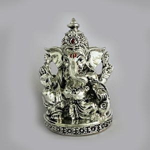 Artistic Antique Silver Ganesh Idol | 3.5 inch