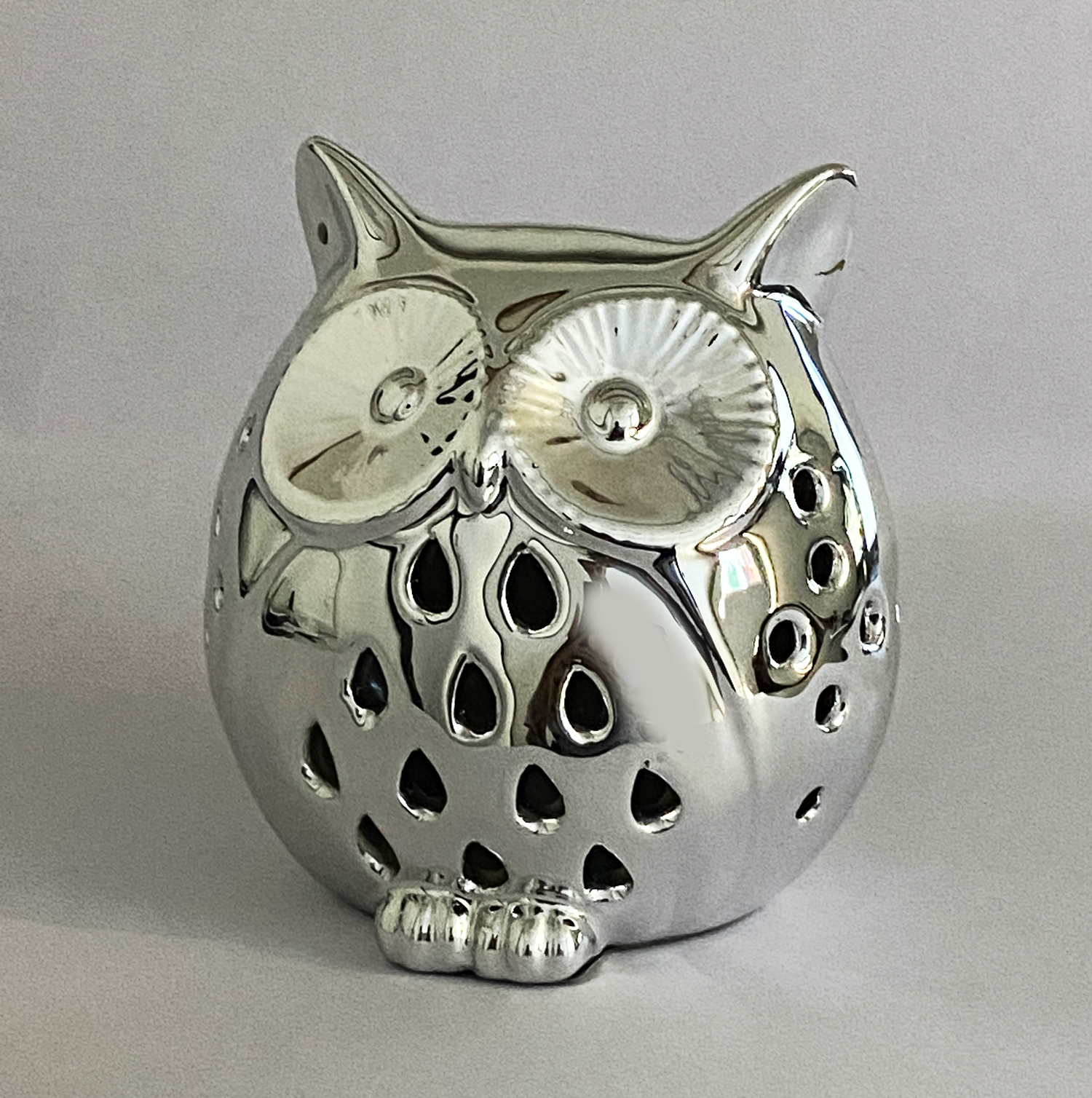 Silver Coated Owl Night Lamp  | 4 inch