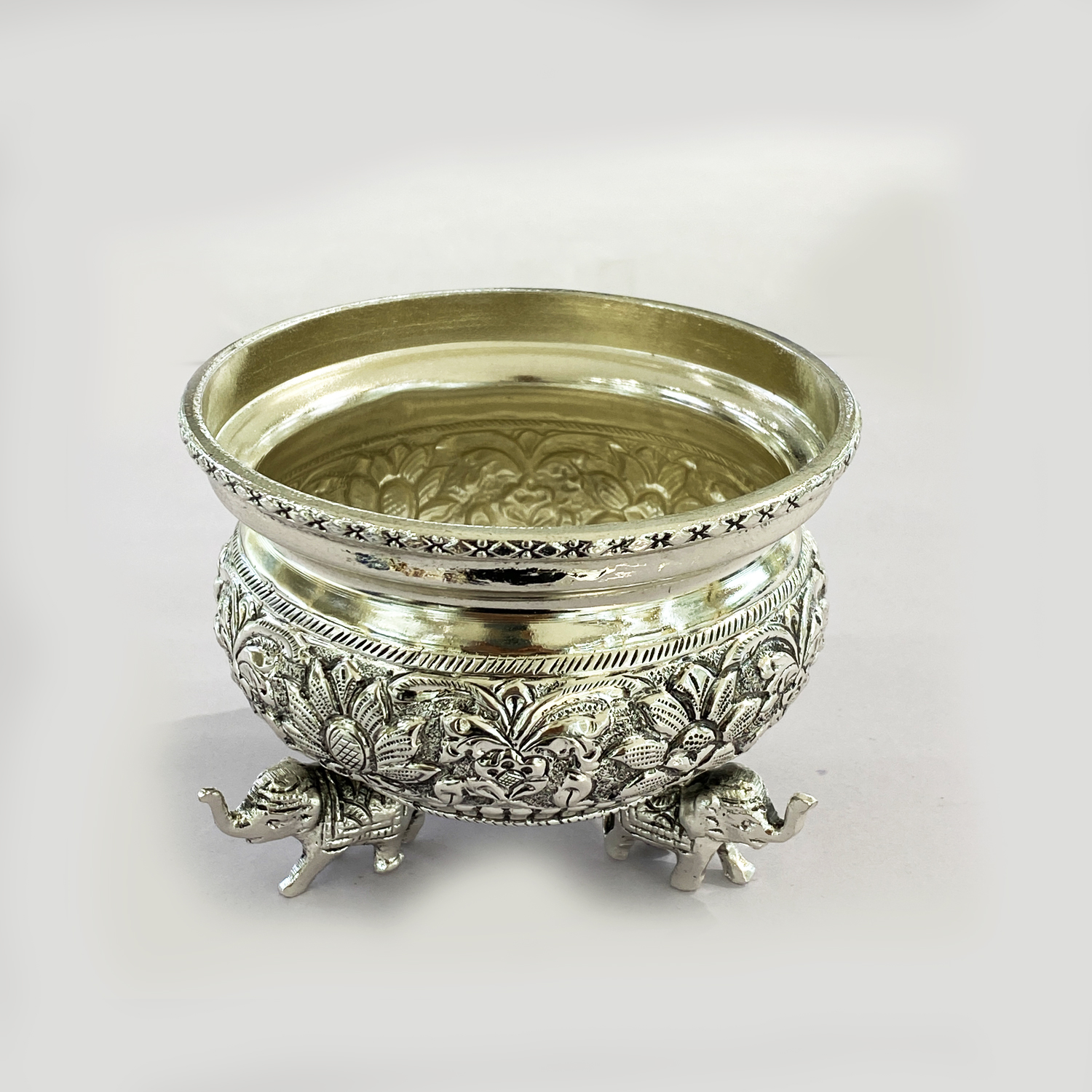 Antique Silver Plated Bowl or Urli | 4.2 Inch