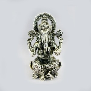 Pure Silver Ganesha on Kamal | 2.7" ht.