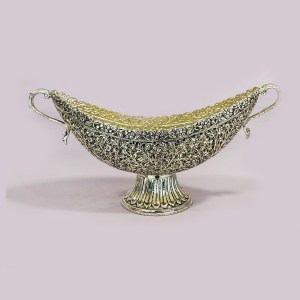 Antique Silver Plated Oval Centerpiece | 15 Inch