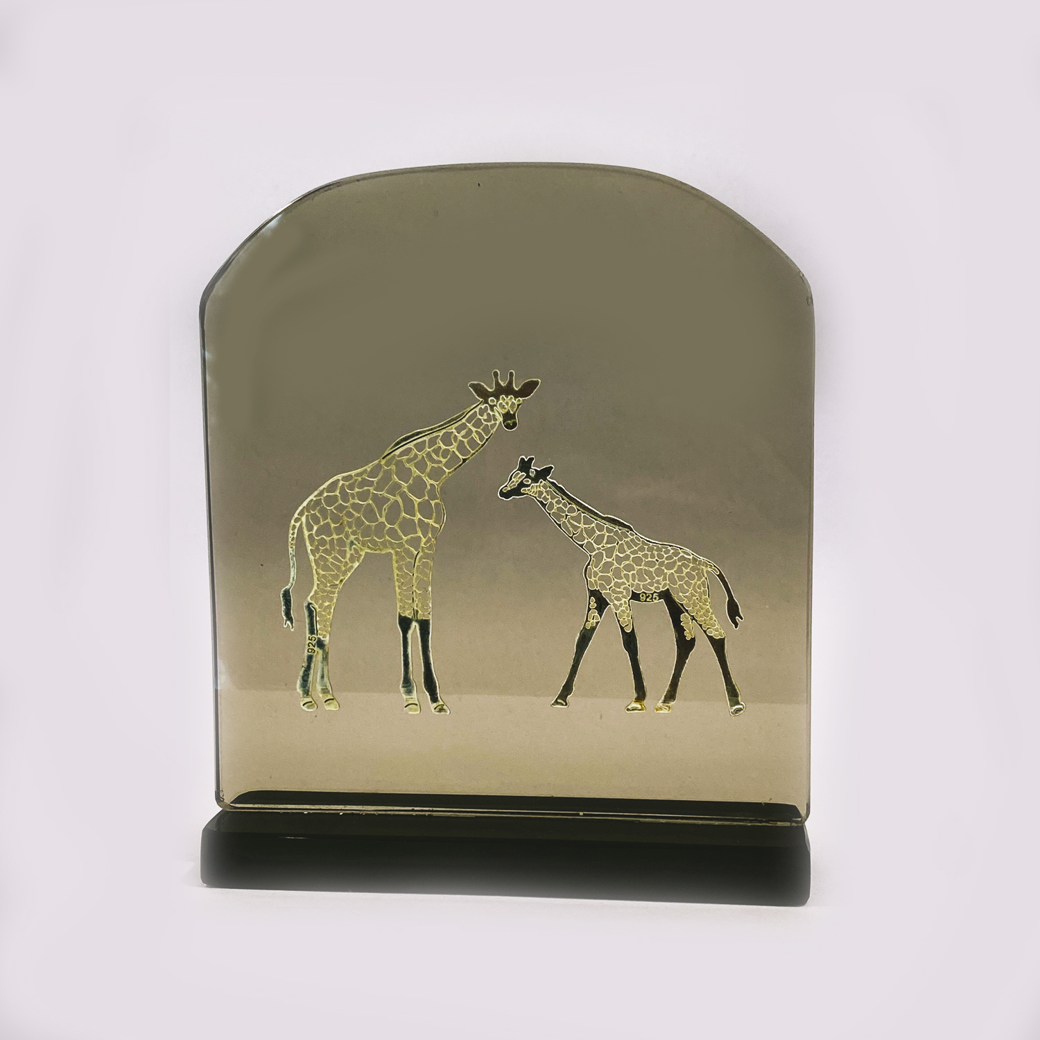 925 Pure Silver Mini Giraffe Family Plaque | 5.7″