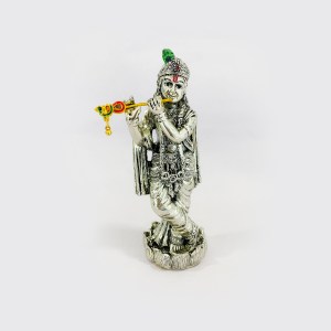 Standing Silver Krishna | Playing Bansuri | 5.7 inch