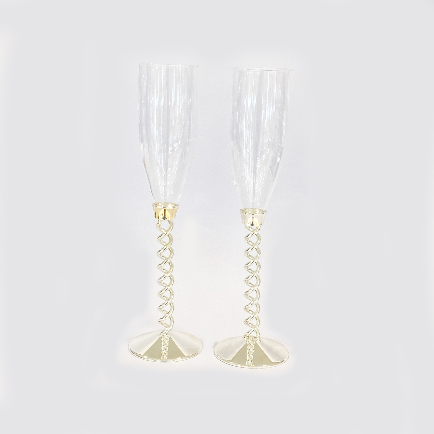 Silver Plated Wine Goblets Pair | 10.2 Inch