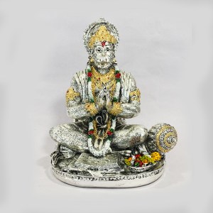Silver Hanuman Reciting Geeta | 7.5" Ht.