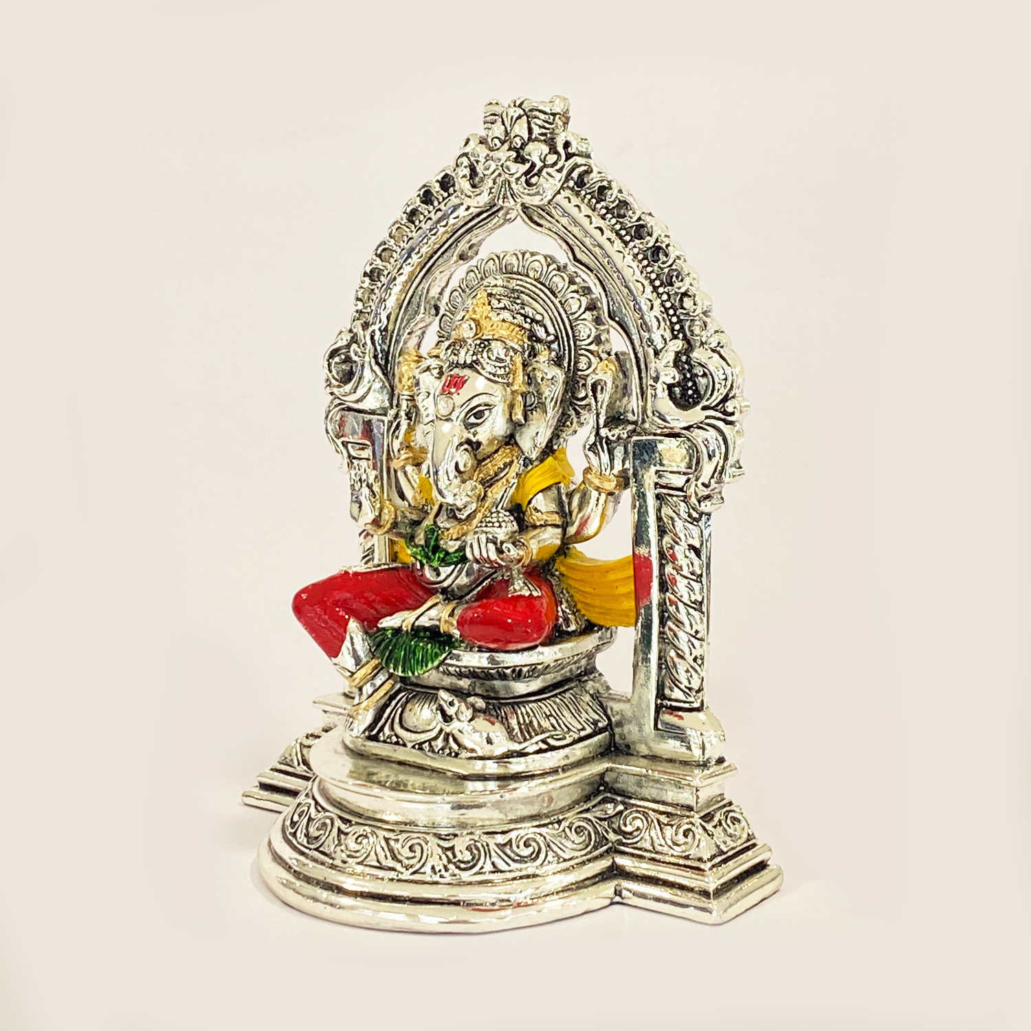 Artistic Silver Color Ganesh Statue BELIRAMS SILVER GIFTS