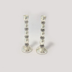 Silver Candle Stand Pair Flower | 8.5 Inch
