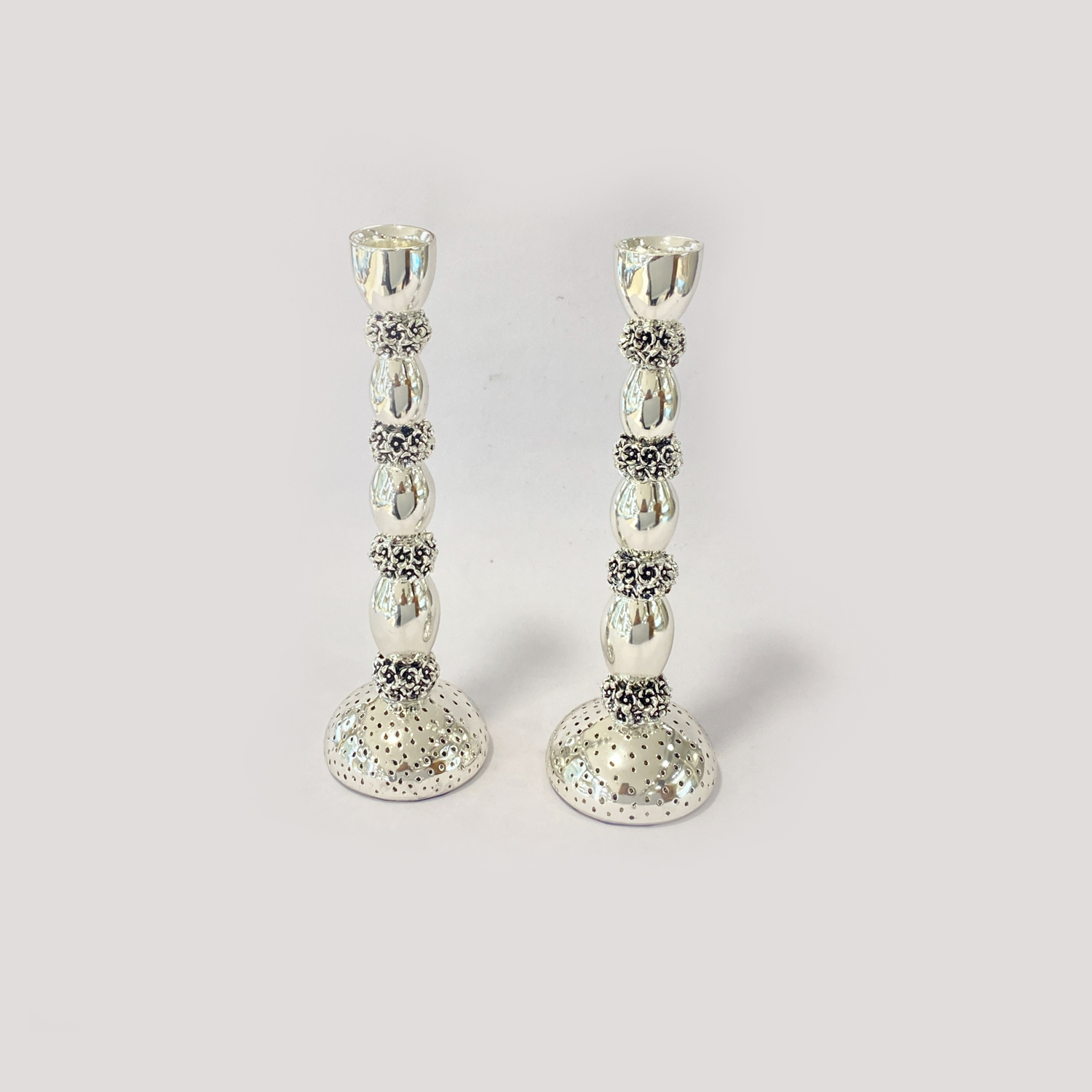 Silver Candle Stand Pair Flower | 8.5 Inch