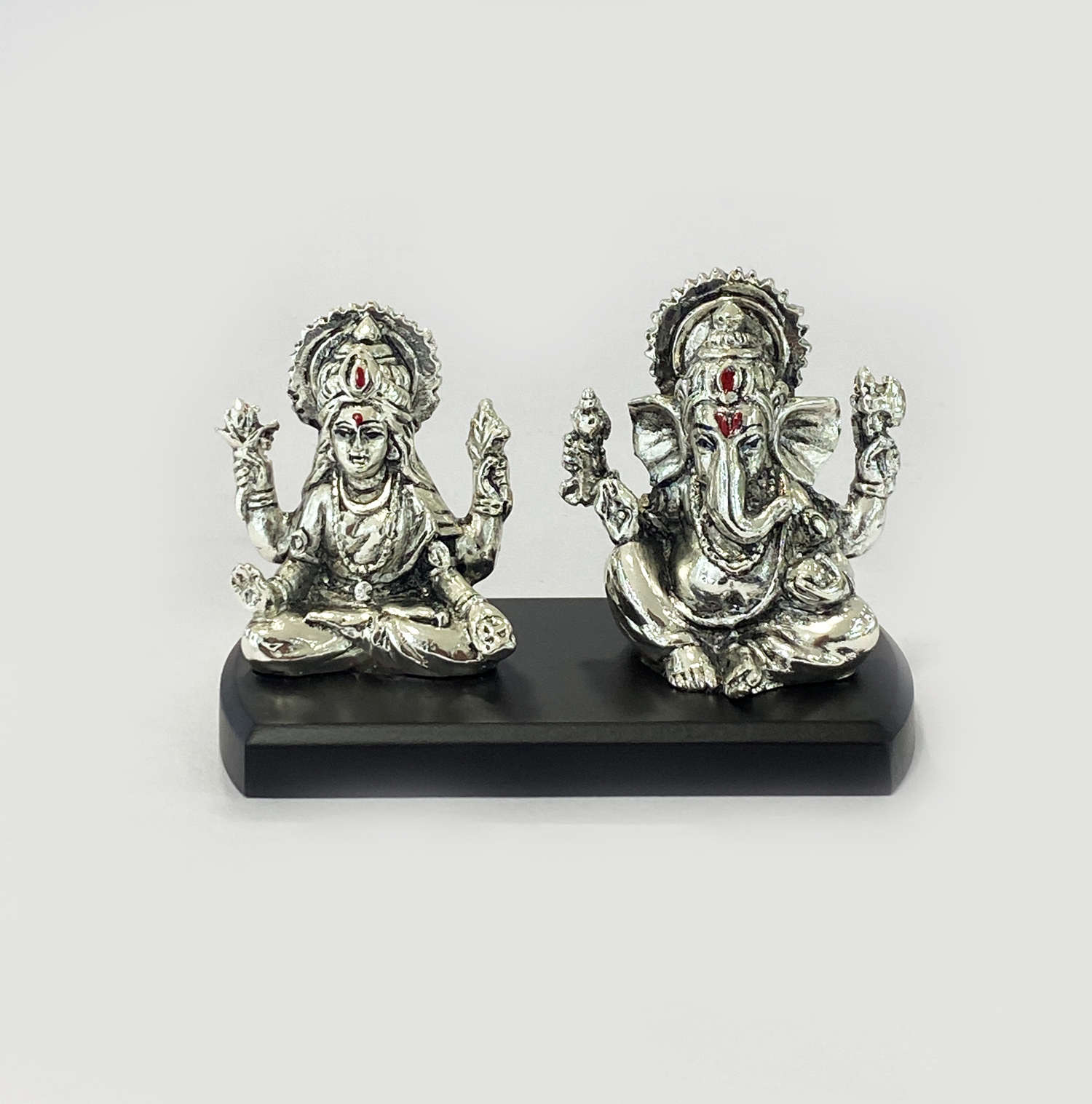 Mini Silver Laxmi Ganesh Pair | 2.7 Inch