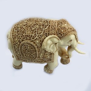 Ornate Glamour Fine Hand Carved Elephant Statue | 11" Ht.