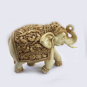 Mughal Art Fine Hand Carved Elephant Statue | 11" Ht.